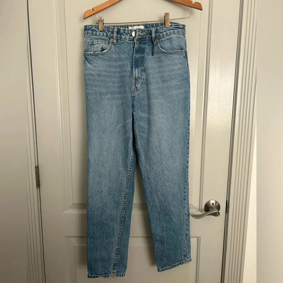 Zara 90s High Rise Straight Leg Distressed Denim size 6 NWOT - Picture 1 of 13
